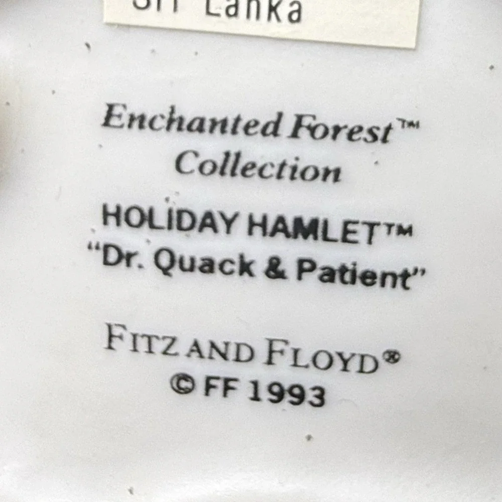 Fitz & Floyd Enchanted Forest Holiday Hamlet Dr. Quack & Patient Figurine 1993